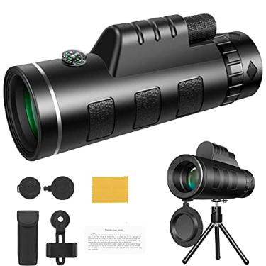 Imagem de Telescópio monocular 40x60 HD, telescópio à prova d'água Prisma Bak4, com tripé adaptador de smartphone, para observação de pássaros, caminhadas, acampamento, viagens turísticas, viagens