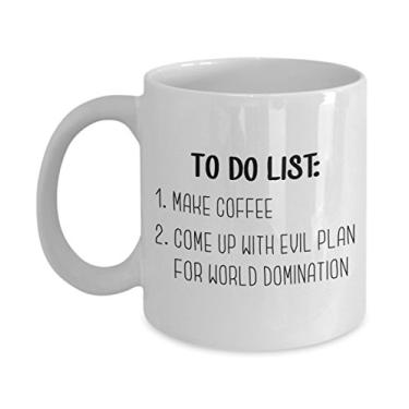 Imagem de Caneca World Domination – Caneca de café Plans For World Domination – Caneca de café divertida de chá quente – ideia de de Natal