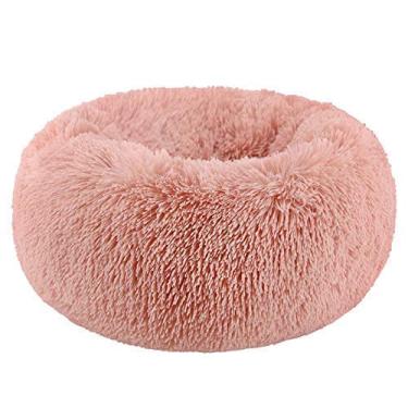 Imagem de Cama de pelúcia redonda BODISEINT macia e moderna para gatos ou cães pequenos, mini cama de cachorro de tamanho médio para gatos aquecimento automático outono inverno interior soneca dormir aconchegante gatinho canil de pelúciaBODISEINT S(19.7"Dx7.9"H) rosa PB1