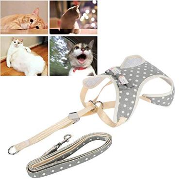 Imagem de Voluxe Colete peitoral para gatos, peitoral respirável para gatos, colete para gatos, alça à prova de fuga, colete para caminhada para coleira de animal de estimação para colete de gato (pouco cinza, pequeno (adequado para 2-6 kg))