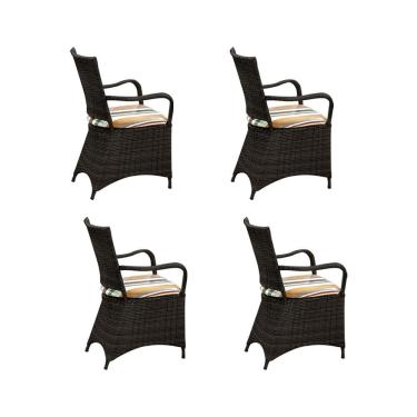 Imagem de Kit 4 Cadeiras de Jantar em Junco Base Aço Maracaipe - Café