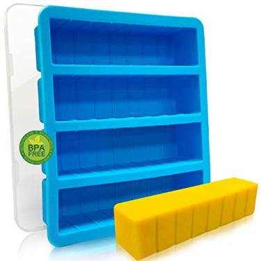 Imagem de Molde de manteiga de silicone com tampa, bandeja antiaderente Walfos serve para tamanho padrão de palito de manteiga, grande cavidade, comporta 8 colheres de sopa, ideal para saboneteira, barra de