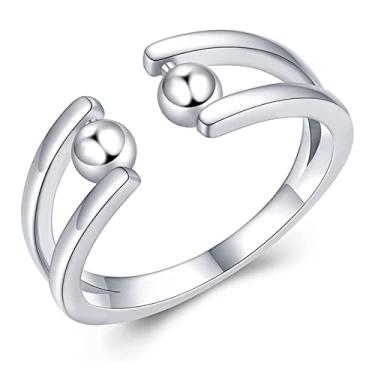Imagem de ✪ Para anéis de fidget ajustáveis e criativos, vintage, antipreocupação, anel aberto, elegante, dança, festa, joia de presente para, Prata esterlina, Opala