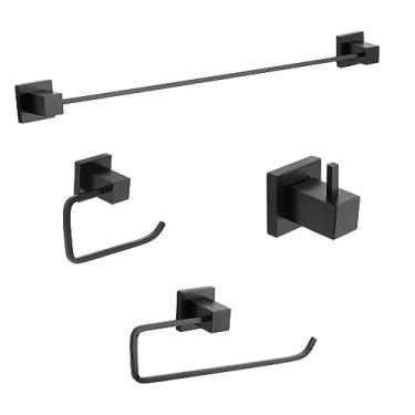 Imagem de Kit Acessorios S/Saboneteira 4 Peças Luxo Quadrado Preto