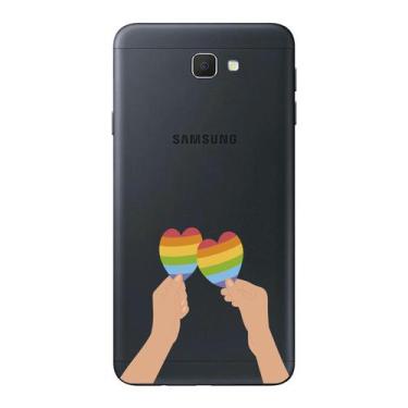 Imagem de Capa Case Capinha Samsung Galaxy  J7 Prime Arco Iris Mãos Com Corações