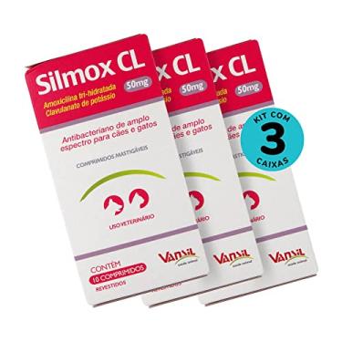 Imagem de Kit Silmox CL 50mg c/ 10 Comprimidos Para Cães E Gatos Vansil c/ 3 unidades Kit Silmox CL 50mg c/ 10 Comprimidos Para Cães E Gatos c/ 3 unidadesVansil
