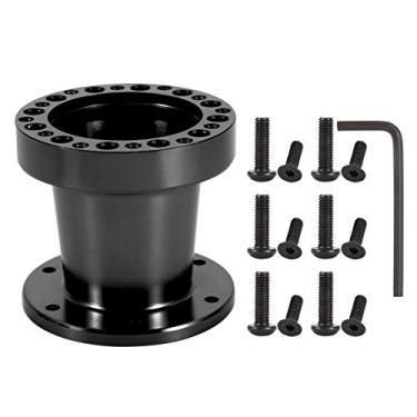 Imagem de Adaptador de cubo de volante, adaptador de cubo de volante de alumínio de 7,6 cm, espaçador de conversão universal do adaptador do cubo do volante (preto)