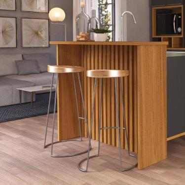 Imagem de Bancada Ripada para Cozinha 128cm Cairo Fidelitá Freijó