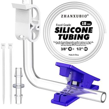 Imagem de ZHANXUBIO Tubo de silicone, tubo de silicone de grau alimentício, tubulação de aquário, tubo de irrigação por gotejamento, tubo de mangueira de silicone puro de alta temperatura para fabricação de vinho caseiro (3/8" x 1/2"-9x13mm, 3 pés)