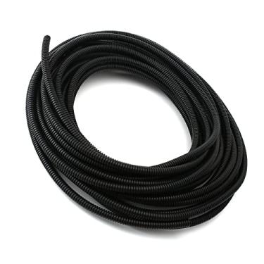 Imagem de Bettomshin 1 peça 1 tubo ondulado de identificação de 1,52 m de comprimento de 0,26 polegadas, conduíte de arame, tubo de fole flexível não dividido polipropileno polipropileno para lagoa capa de cabo de ar condicionado líquido manga preta