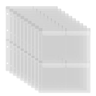 Imagem de Pacote com 10 bolsos de plástico tamanho A4, pastas de PVC à prova d'água, com 4 furos, saco de folhas soltas para orçamento, bolsas de inserção de planejador, fotos, documentos, carimbos e matrizes