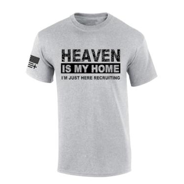 Imagem de Camiseta masculina cristã Heaven is My Home Camiseta de manga curta, Cinza esportivo, M