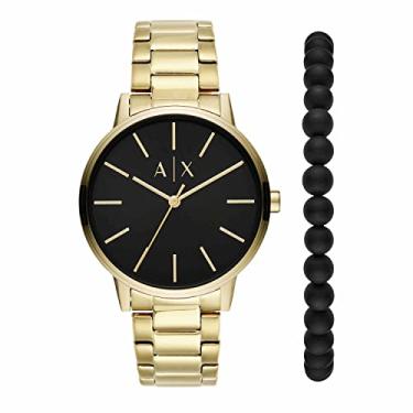 Imagem de AX Armani Exchange Conjunto de relógio masculino para presente; conjunto de presente de relógio e pulseira; presentes para homens, Conjunto de pulseira de ouro, Conjunto de presente