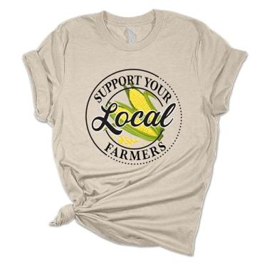 Imagem de Camiseta feminina de manga curta "Support Your Local Farmers Crops", Heather Dust, P