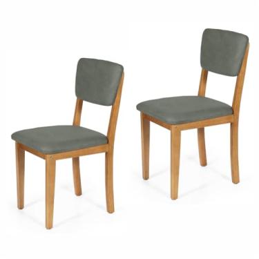 Imagem de Straub Web, Conjunto 2 Cadeiras de Jantar Estofada em Madeira Maciça Ella Cinza