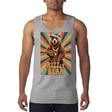 Imagem de Camiseta regata divertida Rizzly Bear Charisma Pun Charming Meme Grizzly Flirting Smooth Talker Dating Confidence Men's Top, Cinza, GG