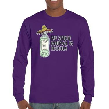 Imagem de Camiseta de manga longa My Spirit Animal is Tequila Cinco de Mayo Party Drinking, Roxo, M