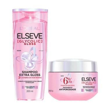 Imagem de Shampoo Extra Gloss 200ml + Tratamento Antiporosidade 300G Elseve Glyc