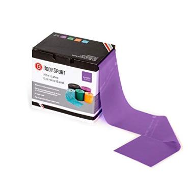 Imagem de Body Sport Faixa de exercício, rolo de 50 m x 10 cm, resistência extra pesada – Equipamento de fitness em casa e academia para alongamento, treinamento de força e fisioterapia (roxo)