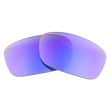 Imagem de Lentes de reposição polarizadas compatíveis com óculos de sol Oakley Chainlink oo9247 - fabricadas nos EUA - Cinza polarizado com espelho roxo, 57