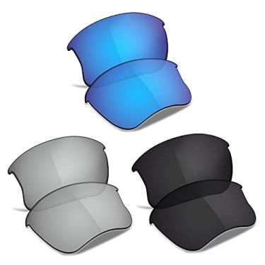 Imagem de TRUSHELL Lentes de reposição polarizadas para óculos de sol Oakley Flak Jacket XLJ OO9009 - azul oceano + preto + prata