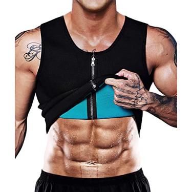 Imagem de NonEcho Colete masculino sauna quente modelador de cintura espartilho neoprene regata modeladora camisa emagrecedora, roupa de treino, Preto, GG