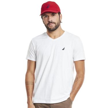 Imagem de Camiseta Nautica Masculina Solid V-Neck Dark Icon Branca-Masculino