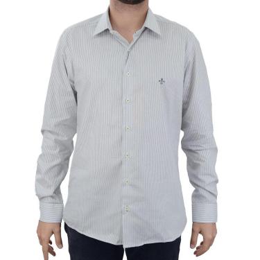 Imagem de Camisa Masculina Dudalina ML Slim Listra Cinza Claro - 530427-Masculino