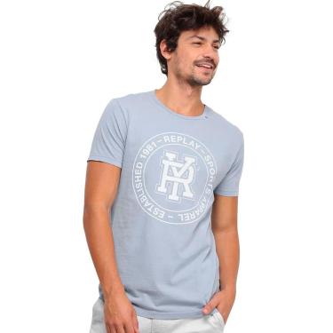 Imagem de Camiseta Replay Masculina Logo Sport Apparel Azul Médio-Masculino