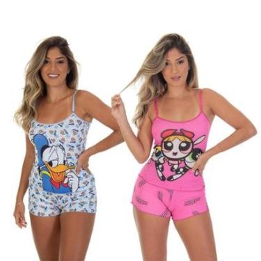 Imagem de Kit 2 Pijama Short Doll Personagem Frimodas Adulto-Feminino