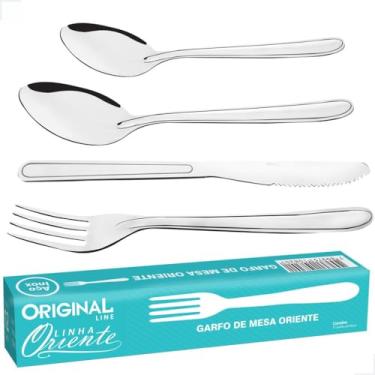 Imagem de Jogo Garfo Faca Colher Inox Mesa Restaurante Buffet 48 Peças