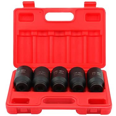 Imagem de ACZCR Conjunto de soquete de eixo de impacto profundo de 5 peças de 1/2 polegada adequado para a maioria dos carros, 6 pontos, 33 mm, 34 mm, 35 mm, 36 mm, 38 mm