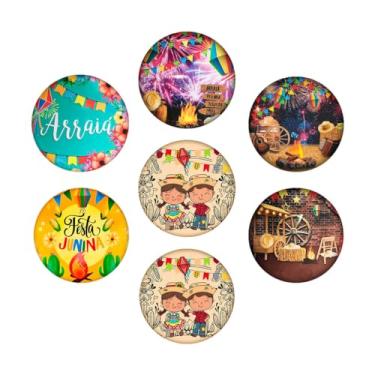 Imagem de Painel Festa Junina Premium Sublimado Redondo Grande com Elástico 1,5 metros (Marrom)