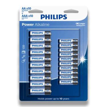 Imagem de Pilha Alcalina Philips Aaa Palito 10 Unidades E Pilha Aa Pequena 10 Un