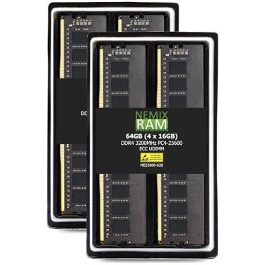 Imagem de Kit de memória 64GB 4x16GB DDR4-3200 PC4-25600 ECC UDIMM 2Rx8 para servidor da NEMIX RAM
