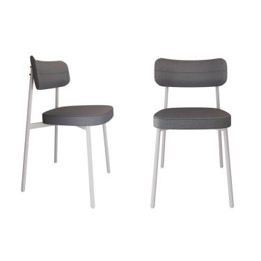 Imagem de Cadeira Alloa Fixa com 4 Pés 50 X 44,7 X 83,8 Cm com 2 Unidade Cinza/Branco Epoxi