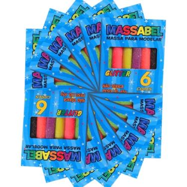Imagem de 10 Cxs Massinha Gliter de Modelar Com Cheirinho de Chiclete 6 Cores Colorida Brinquedo Infantil Crianças Kit Lembrancinha