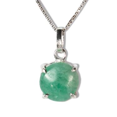 Imagem de Colar Disco Liso Esmeralda Natural Classe B Garra Prata 950