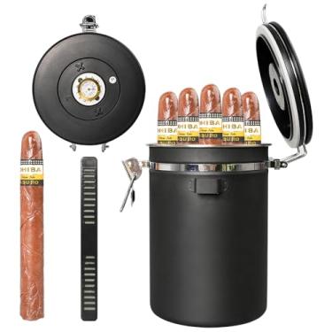 Imagem de MUXIANG Frasco umidificador de aço inoxidável fosco preto com fivela de encaixe caixa umidificadora sem lascas de cedro espanhol CG0032