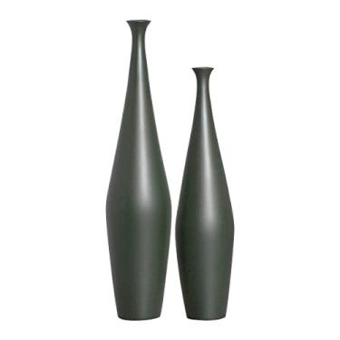 Imagem de Dupla Vaso de Chão de Cerâmica Verde Faenza M e P Lúpulo Decoração de Sala