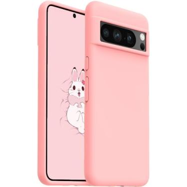 Imagem de SAE&SVNG Capa de silicone líquido para Pixel 8 Pro, capa fina à prova de choque para Google Pixel 8 Pro 6,7 polegadas rosa