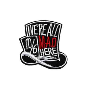 Imagem de Ruoming 1 peça were all MAD HERE patch bordado engraçado emblema aplique ferro sobre costurar, 6 x 6,3 cm, preto