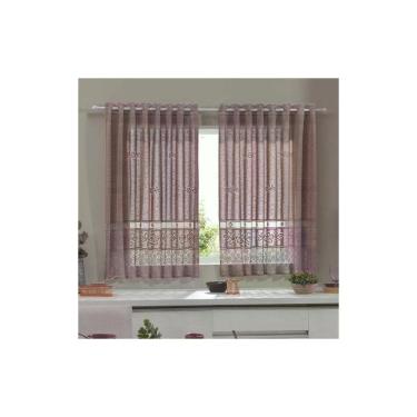 Imagem de Cortina para Cozinha Donna 220x130 cm Renda Color Rose