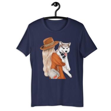 Imagem de Camiseta Blusa Feminina Garota Love Dog Husky-Feminino
