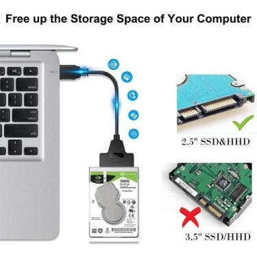 Imagem de Cabo Usb 3.0 Sata 3 Para Usb - Para Ler Ssd/ Hd Disco Rígido - Polegad