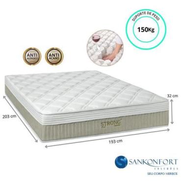 Imagem de Colchão Sankonfort Strong King 193x203x32- Molas Ensacadas - Linha Fir