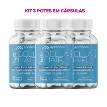 Imagem de Kit 3 Bella Hair Vitamina P/cabelo Pele E Unhas Antiqueda