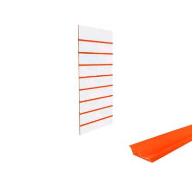 Imagem de Painel Canaletado Branco em Mdf 0,91 x 0,45m com Perfil Pvc Laranja - 