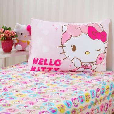 Imagem de Jogo de Cama Solteiro Infantil Lençol Menina Hello Kitty 2 Peças Estampado Personagens - Com Elástico (Hello Kitty Claro)