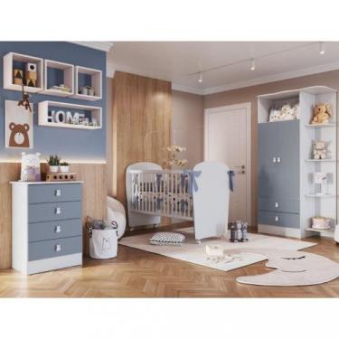 Imagem de Quarto de Bebê Completo Guarda Roupa Cômoda e Berço com Rodízios Coruj